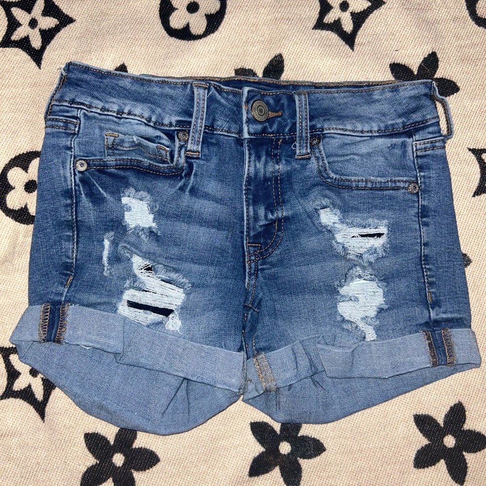 Aeropostale Blue Distressed Jean Shorts